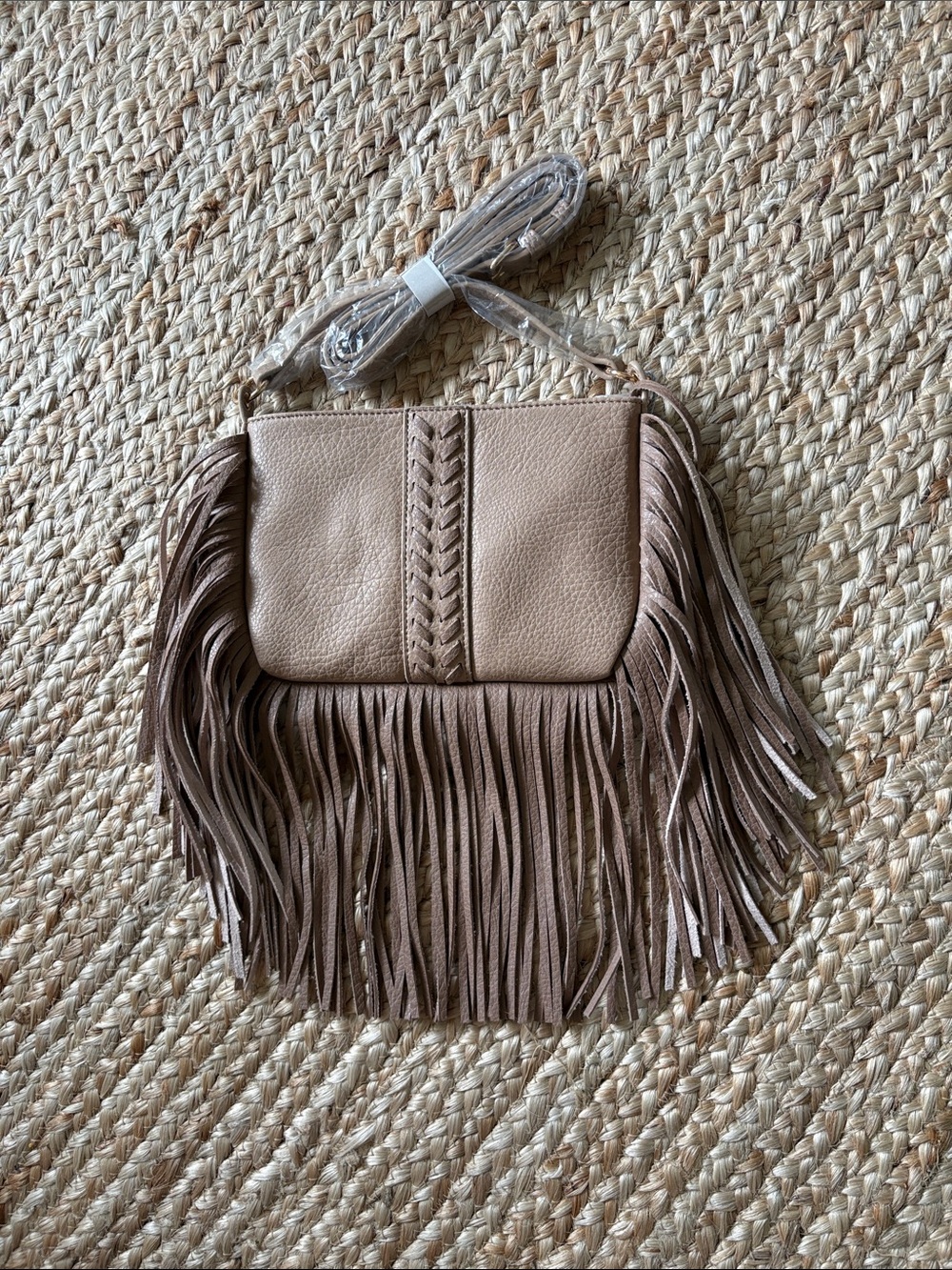 Fringed Crossbody Bag in Taupe